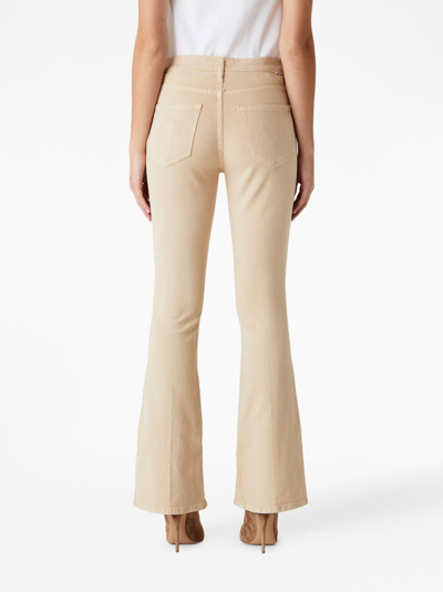 Shop Mother The Weekender Mid-rise Flared Jeans In Neutrals