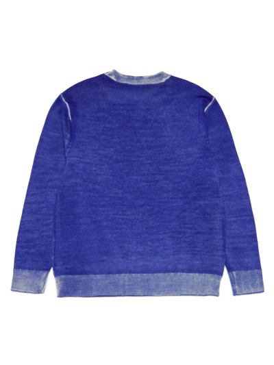 Shop Diesel Intarsia-knit Logo Wool Jumper In Blue