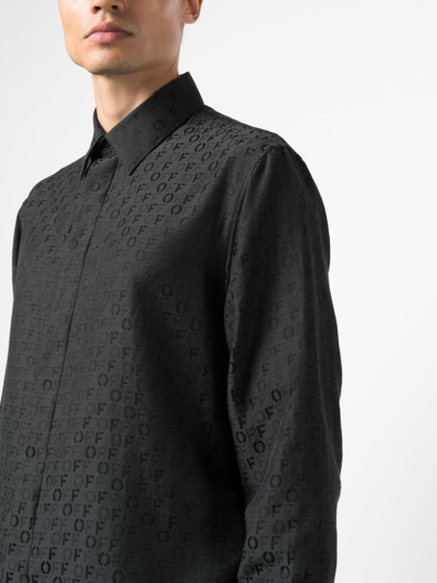Shop Off-white Logo-print Silk-cotton Shirt In Black