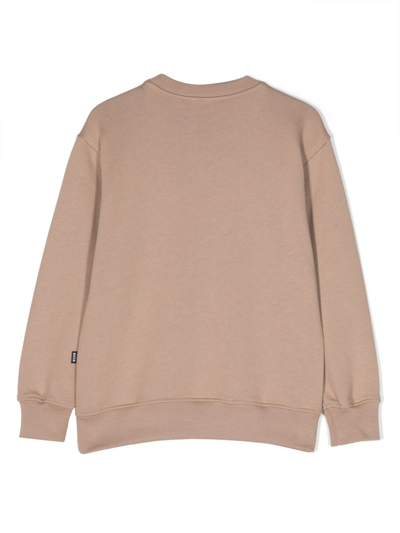 Msgm Logo-print Cotton Sweatshirt In Neutrals