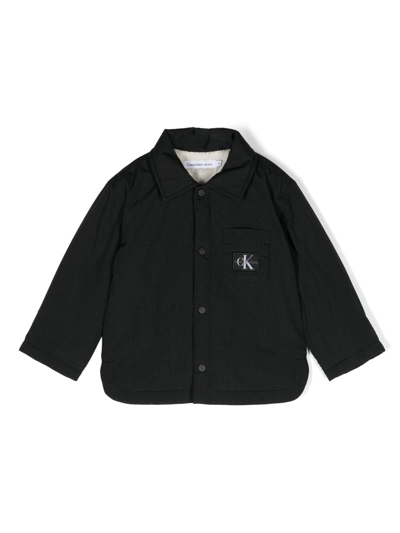 Shop Calvin Klein Logo-patch Shirt Jacket In Black