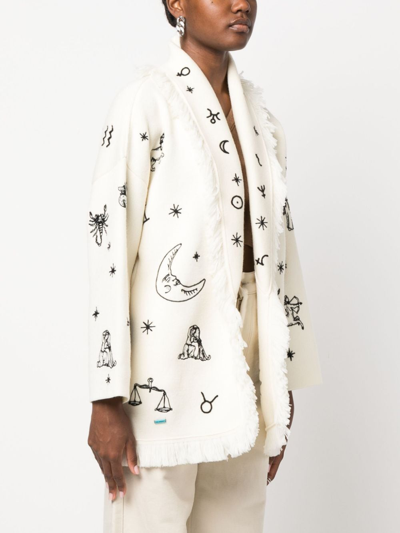 Shop Alanui Horoscope Virgin-wool Cardigan In White
