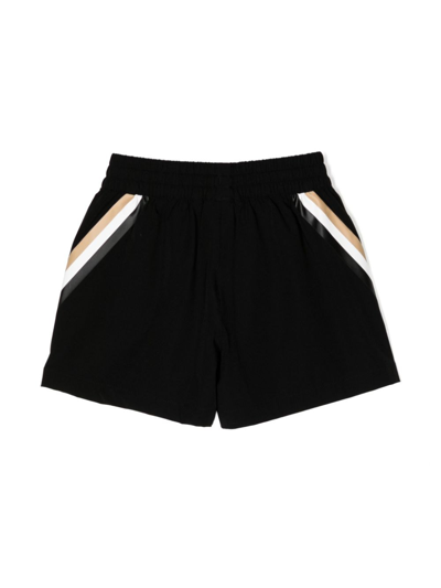 Shop Bosswear Logo-print Stripe-detail Shorts In Black