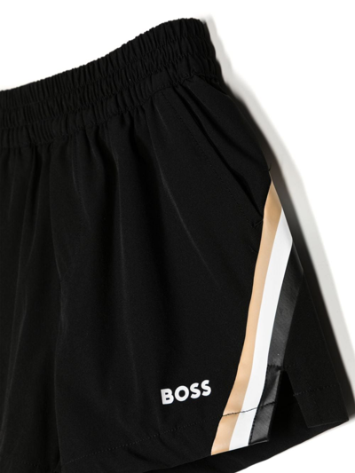Shop Bosswear Logo-print Stripe-detail Shorts In Black