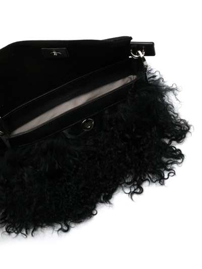 Shop Casadei Manola Leather Shoulder Bag In Black