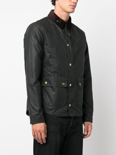 Shop Barbour Reelin Wax-coated Jacket In Green
