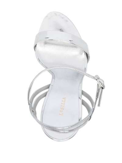 Le Silla Gwen 132mm Metallic-effect Sandals In Silver