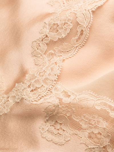Shop Carine Gilson Calais Caudry-lace Silk Slip Dress In Neutrals