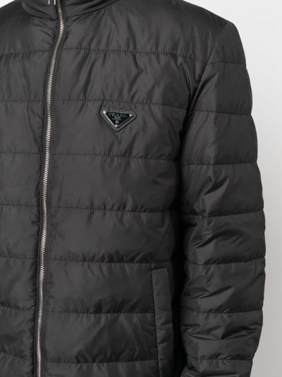 Shop Prada Triangle-logo Puffer Jacket In Black