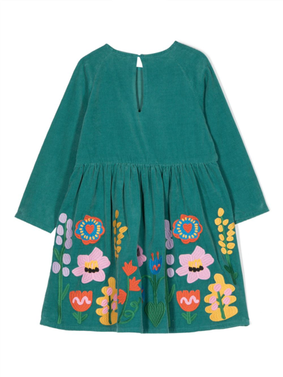 Shop Stella Mccartney Floral-embroidered Cotton Dress In Green