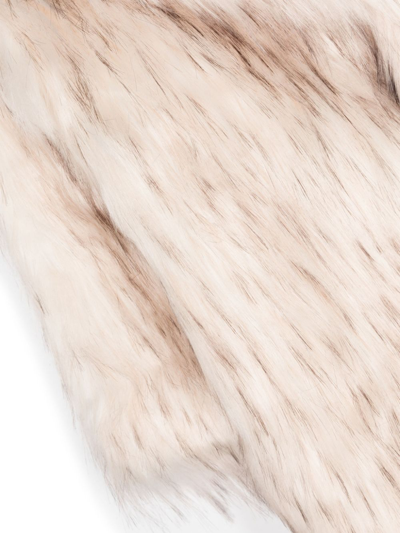 Shop Monnalisa Shawl-collar Faux-fur Design In Neutrals