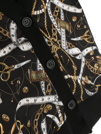 Shop Moschino Graphic-print Sleeveless Wool Cardigan In Black