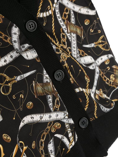 Moschino Graphic-print Sleeveless Wool Cardigan In Black