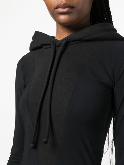 Shop Mm6 Maison Margiela Fine-knit Hooded Mididress In Black