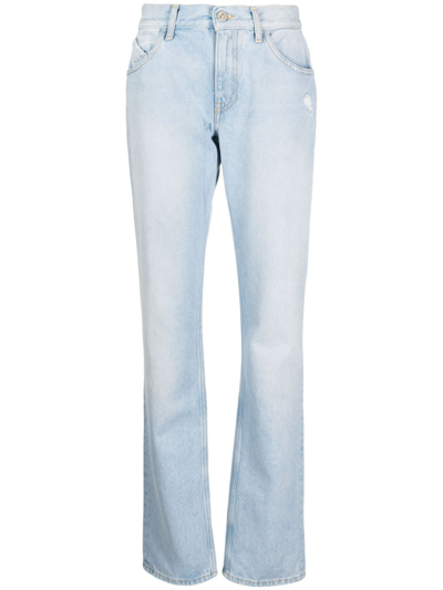 Attico Sky Blue High-waisted Straight-leg Denim Jeans In Blue