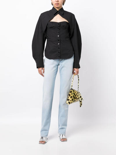 Attico Sky Blue High-waisted Straight-leg Denim Jeans In Blue