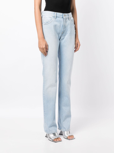 Attico Sky Blue High-waisted Straight-leg Denim Jeans In Blue