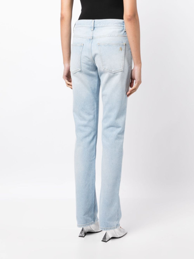 Attico Sky Blue High-waisted Straight-leg Denim Jeans In Blue