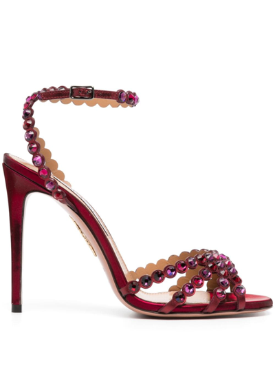 Shop Aquazzura Tequila 105mm Leather Sandals In Red