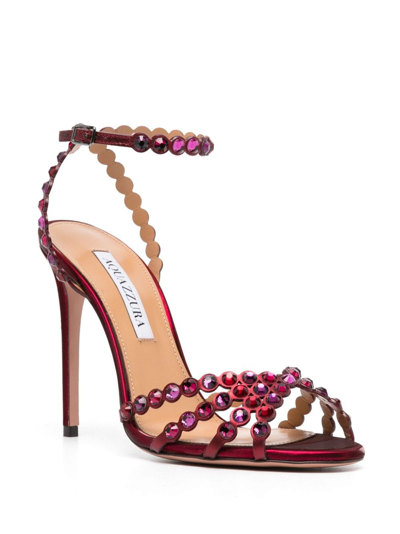 Shop Aquazzura Tequila 105mm Leather Sandals In Red