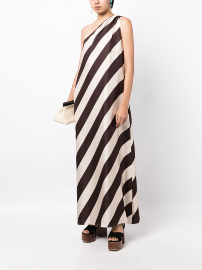 Shop La Doublej Roy Striped Silk Maxi Dress In Neutrals