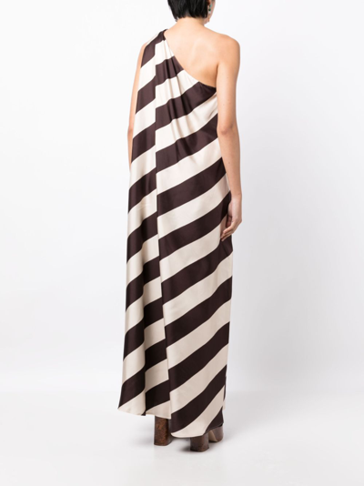 Shop La Doublej Roy Striped Silk Maxi Dress In Neutrals