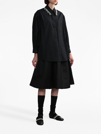 Shop Simone Rocha Bead-embellished Cotton Shirt In Black