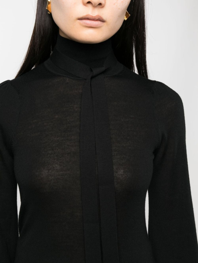 Shop Zimmermann Neck-tie Knitted Wool Top In Black