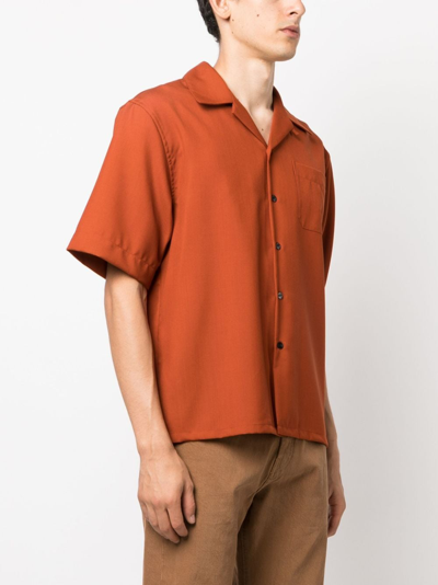 Shop Marni Short-sleeve Virgin Wool Shirt In Orange