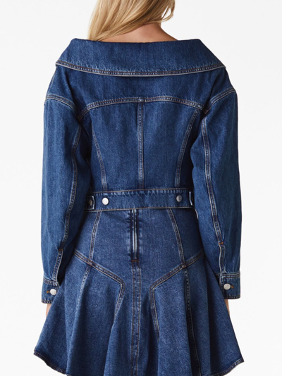 Alexander Mcqueen Stonewashed Denim Crop Jacket In Blue