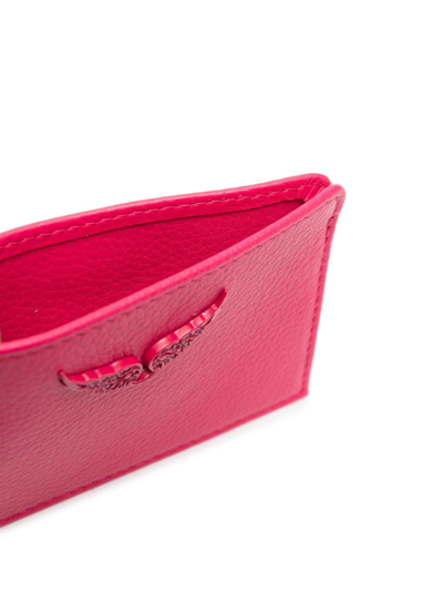 Shop Zadig & Voltaire Zv Pass Logo-plaque Leather Cardholder In Pink