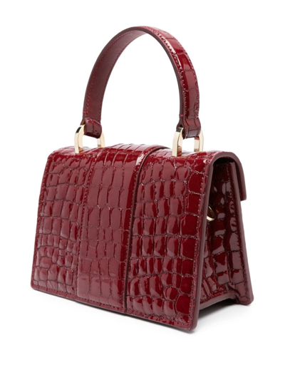 Shop Malone Souliers Mini Audrey Crocodile-embossed Tote Bag In Red