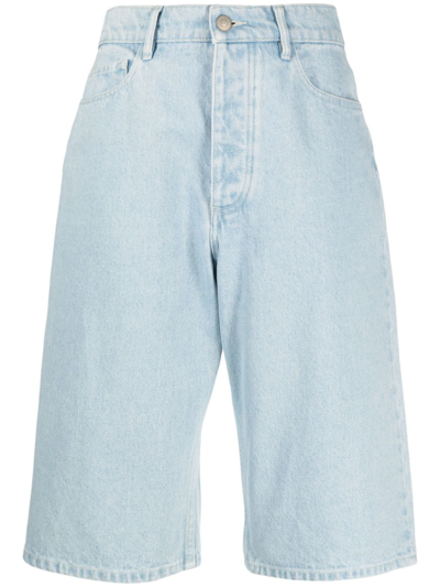 Shop Nanushka Organic Cotton Denim Shorts In Blue