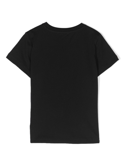Shop Moschino Logo-embossed Cotton T-shirt In 60100 Nero