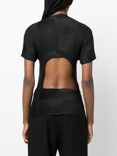 Shop Issey Miyake Cut-out Textured T-shirt In Black