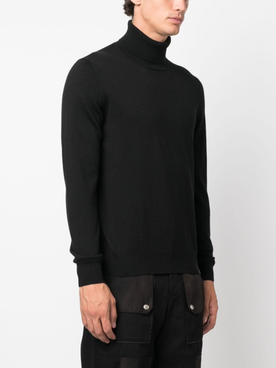 Shop Fay Roll-neck Virgin Wool Jumper In Black