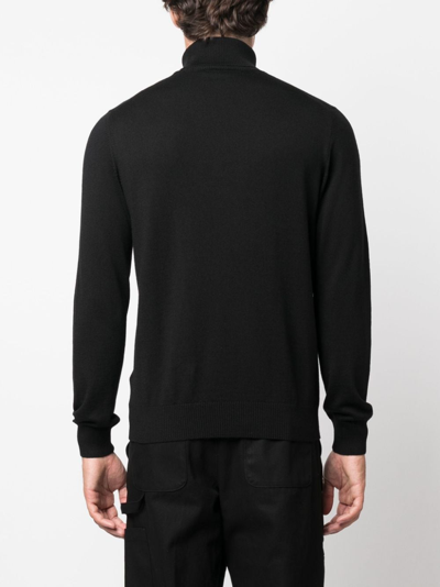 Shop Fay Roll-neck Virgin Wool Jumper In Black