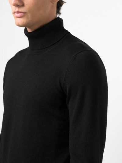 Shop Fay Roll-neck Virgin Wool Jumper In Black
