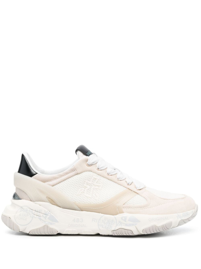 Shop Premiata Buffly Panelled Suede Sneakers In Neutrals