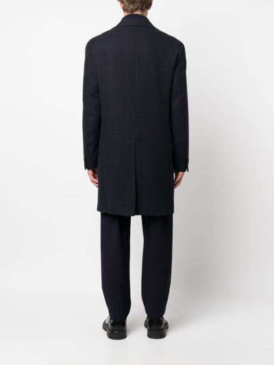 Shop Canali Single-breasted Wool Coat In Blue