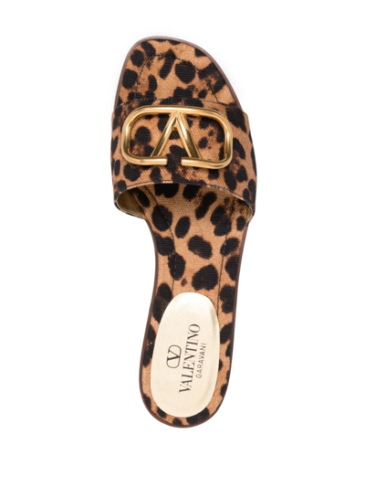 Shop Valentino Leopard-print Buckle Sandals In Brown