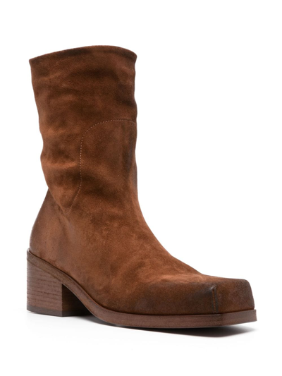 Marsèll Suede Zip-up Boots In Brown