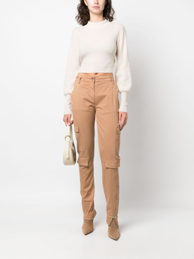 Shop Semicouture Button-up Tapered Trousers In Neutrals