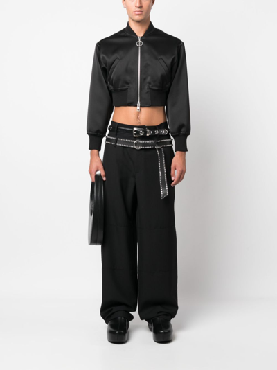 Shop Ambush Double Belted Virgin-wool Trousers In Black