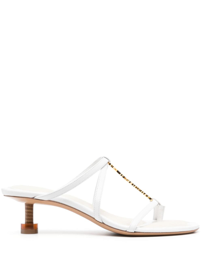 Shop Jacquemus Pralu 45mm Leather Sandals In White