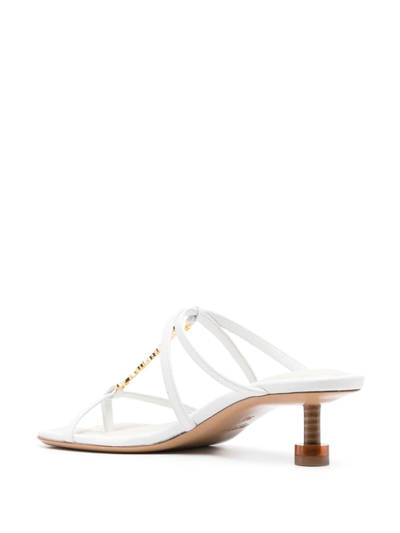 Shop Jacquemus Pralu 45mm Leather Sandals In White