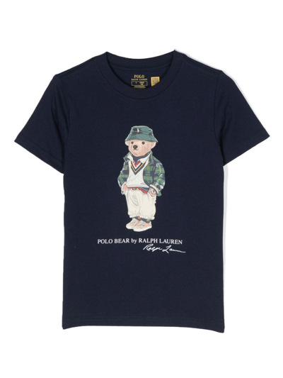 Shop Ralph Lauren Polo Bear-print T-shirt In Blue