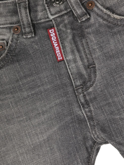 Shop Dsquared2 Logo-patch Stonewashed Jeans In Grey