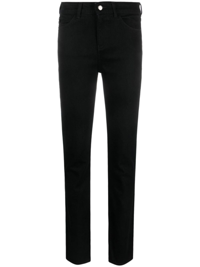 Shop Emporio Armani Mid-rise Slim-fit Jeans In Black