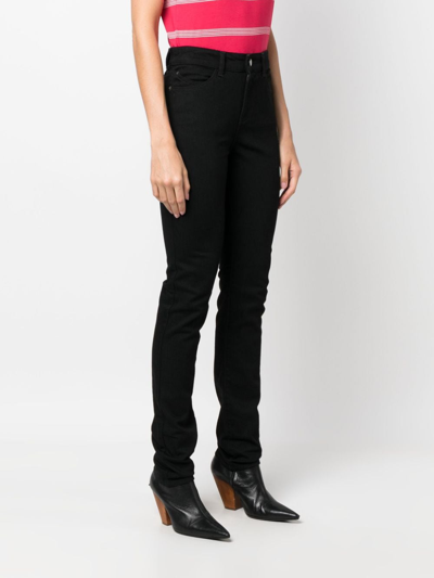 Shop Emporio Armani Mid-rise Slim-fit Jeans In Black